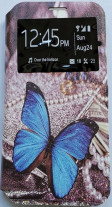 Кожен калъф тефтер стойка и клипс FLEXI S-View за Samsung Galaxy A21s A217F синя пеперуда